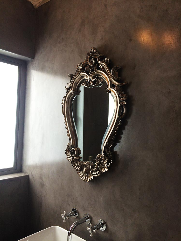 mirror on decorative wall coating